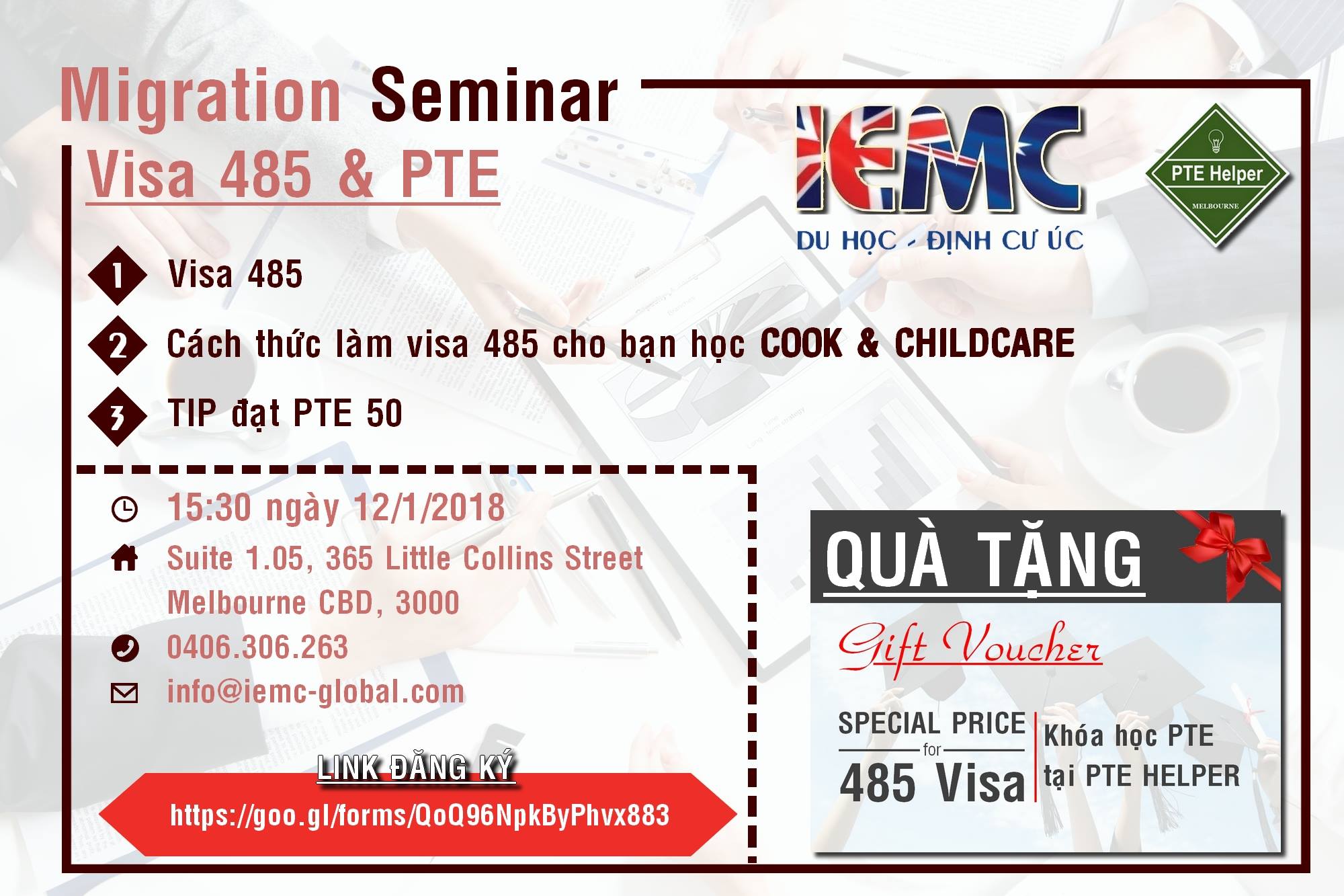 Hội thảo định cư Úc visa 185 miễn phí và chia sẻ những bí quyết làm bài thi PTE điểm cao nhất