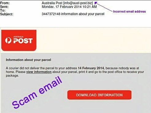 Christmas parcel delivery scam australia