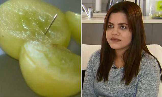 needle found in seedless grapes