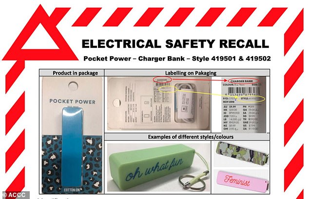 Cotton On recalls portable chargers 