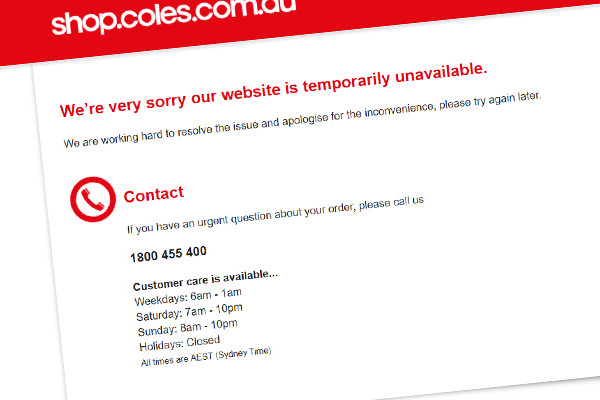 Colesr website outage