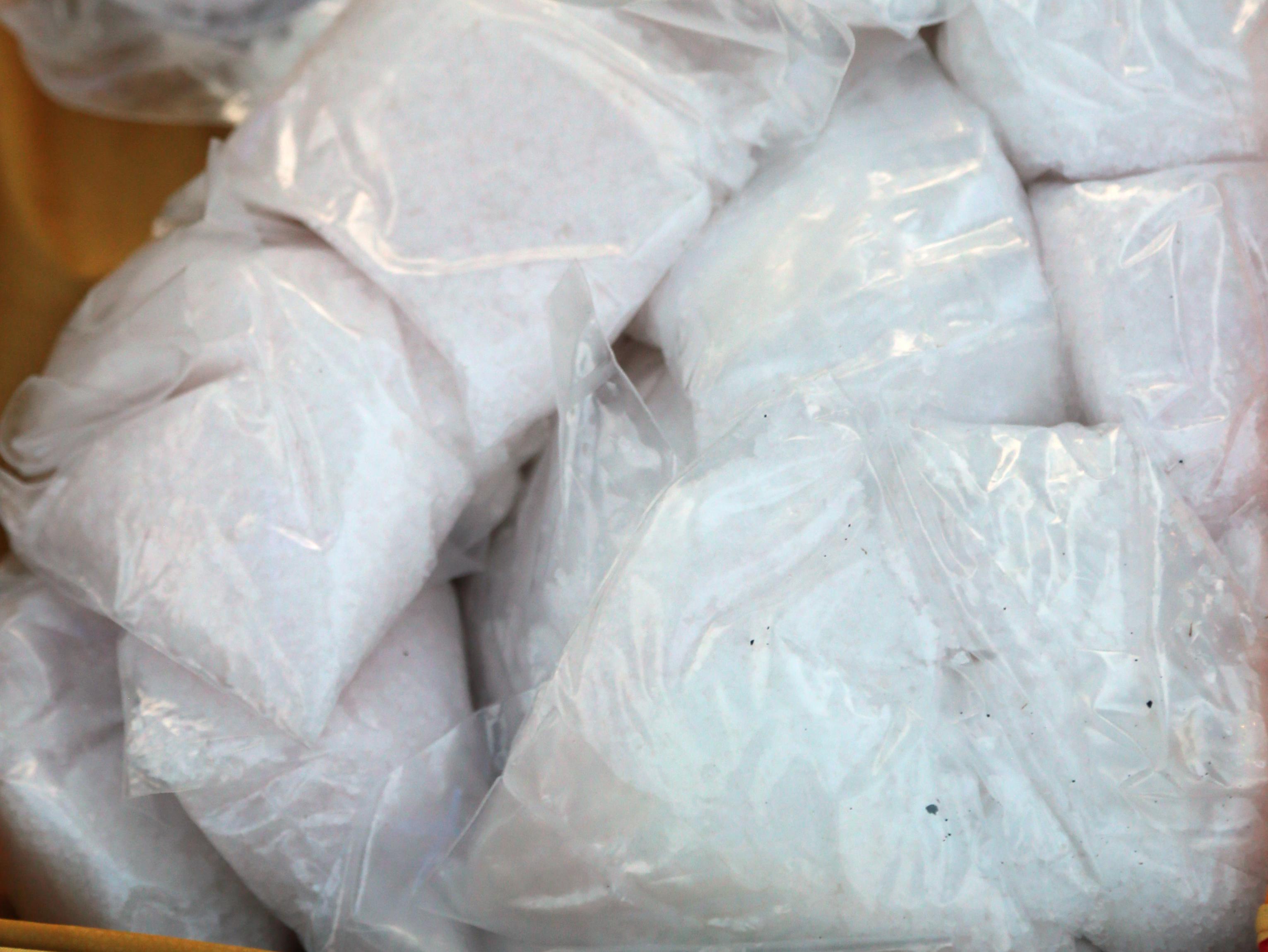 illicit drug ice in ceramic vase