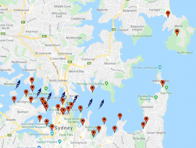 Các điểm xem pháo hoa Giao thừa năm nay tại Sydney (Ảnh: City of Sydney)